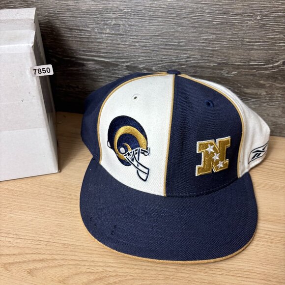 Vintage St Louis Rams Hat Cap Fitted 7 1/2 Blue Wool Split NFL Football Reebok - Picture 12 of 12